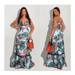 Hawaiian floral maxi dress (worn once)